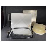 Stainless Steel Tray, Large Glass Trivet