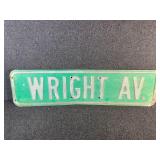 Wright Av Metal Street Sign