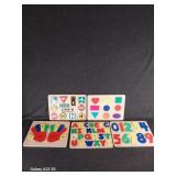 5 wooden Puzzles, Mega Blocks, Plastic Tote