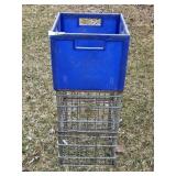 2 Metal Wire Milk Crates, 1 Plastic Milk Crate
