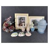 Floral Wall Art, Basket with Faux Flowers, Pink