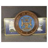 Plastic State of Michigan Sign, Mackinac Bridge