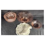Pink Depression Glass Serving Dishes & Doilies