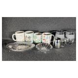 Silver Toned Oval Tray,Shell Dish, Pitcher