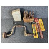 Hand Drill, Assorted Drill Bits