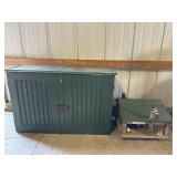 Handmade Wooden Toy Barn and Green Wooden Cabinet