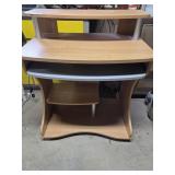 Compact Computer Desk W/Retractable Keyboard Tray