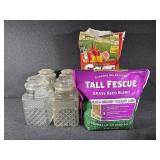 Glass Jars(4) Grass Seed, Insect Killer Lawn