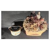 Flower Bouquet In A Wicker Basket & Potpourri Croc