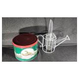 Water Can Wire Basket W/Glass Vase & Tin