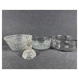 Large Clear Glass Bowl, Vintage glass Candle