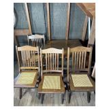Wooden Folding table w/ 4 Cane Seat chairs