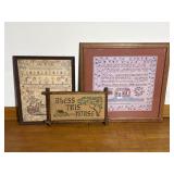 1800ï¿½s Framed Needle Work, Burlap Decor