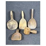 Primitive Wooden Butter Paddle (3) Hand Carved