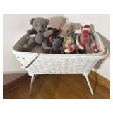 Hinged Teddy Bears,  Sock monkey, Wicker bassinet