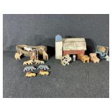 Wooden  Farm Scene,.Wooden Noah's Ark Set