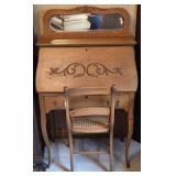 Secretary Desk with Cane Seat Chair