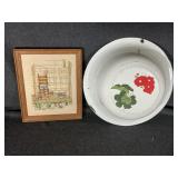 White Enamel Basin, Framed Cross Stitch Piece