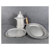 Pewter Coffee Pot, Armetale Pewter Oval Tray