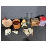White Cat Figurines, Farmhouse Decor, Apple Board