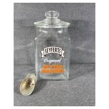 Seyferts Butter Pretzels Glass Jar and Metal Scoop