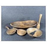 Vintage Large Wooden Bowl, Hand Made Butter