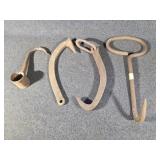 Cast Iron Hay Hook, Cast Iron Logging Hooks(3)