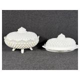 Fenton White Milk Glass Hobnail Covered Butter