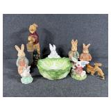 Ceramic Rabbit Candy Dish, Wooden Handmade