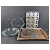 Pyrex Pie Dishes, Muffin Pans and Sheet Pans