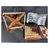 Wooden Skein Winder,Lap Quilt& Quilting Pieces