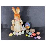 Handmade Papier-Mache Bunny, Porcelain Egg