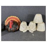 Butterfly Doily, Resin Turkey & 4 Small Shades