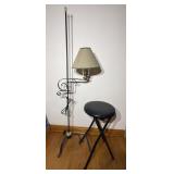 Wrought iron Floor Lamp, Black Stool