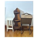 Sewing Supply Stand, White stand, Corner Shelf