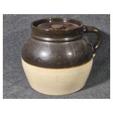 2 Toned Handled and Lidded Crock