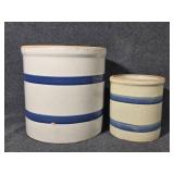 Stoneware Blue Striped Crock(2)