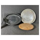 Enamel Roaster, Wood Lazy Susan, Aluminum Tray