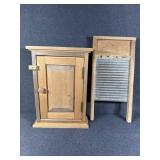 Vintage Washboard, Small Rustic Wooden Cabinet