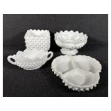 Milk Glass Square Candy Dish, Milk Glass Oval