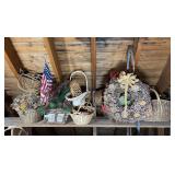 Whicker Baskets w/ Dry Flowers, Pinecone wreath