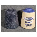 Bartlett Cookie Jar, Enamel Look Glass Cookie Jar