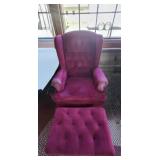 Red Armchair with Ottoman