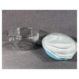 Pyrex Divided Dish and Glass Bowl