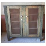 Wooden Green Pie Safe with Mesh Screen Doors