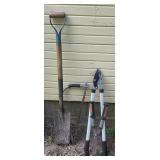 Trench Shovel, Loppers, Hand Saw