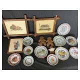 Embroidered Framed Pictures(3) Decorative Plates