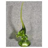 Viking Glass Bird figurine In Avocado Green