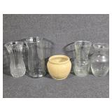 Beige Crock Planter, Clear Glass Large Vases-4