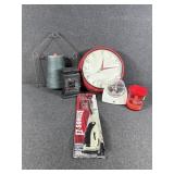 Red Retro Metal Wall Clock, Scripto Ez-Squeeze